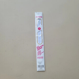 Vintage Coats And Clark All Purpose Polyester Zipper 12" White Polyester